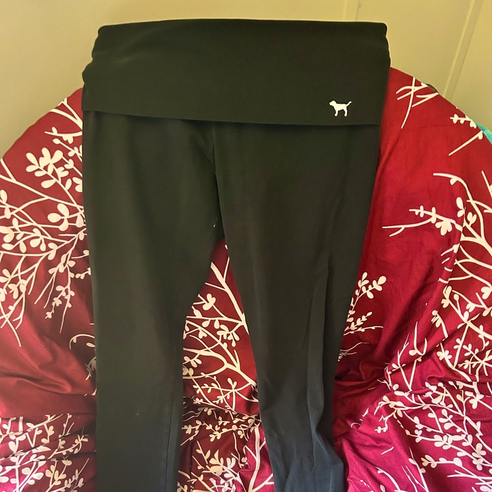 pink black fold over leggings size small
